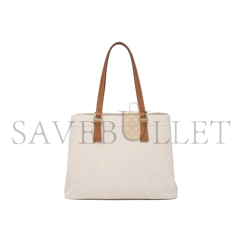 PRADA MEDIUM LEATHER-TRIMMED CANAPA LOGO TOTE 1BG356 (33*24*13cm)